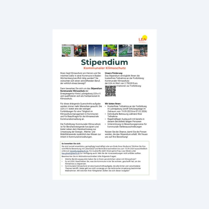 <p>Info-Flyer: Bewerben für das Stipendium Kommunaler Klimaschutz</p> / Bild